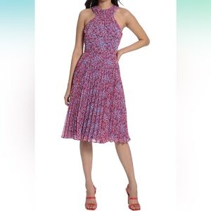 Maggie London Halter Neck Pleated Dress with Tags